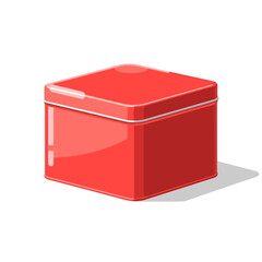 Fototapeta premium Simple red metal gift box icon with shadow