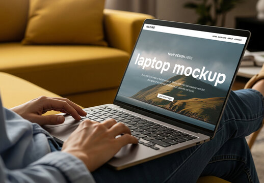A man using a laptop mockup