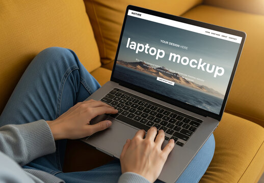 A man using a laptop mockup