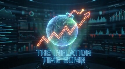 The Inflation Time Bomb Exploding with Rising Stock Market Graph.