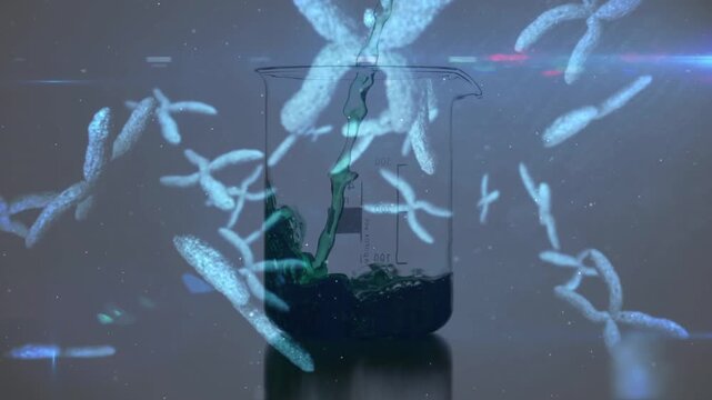 Animation of snow falling over close up of nutcracker