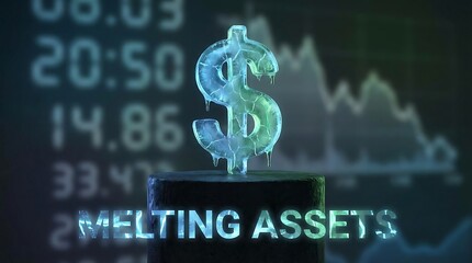 Melting Dollar Sign Symbolizing Financial Crisis and Asset Depreciation.