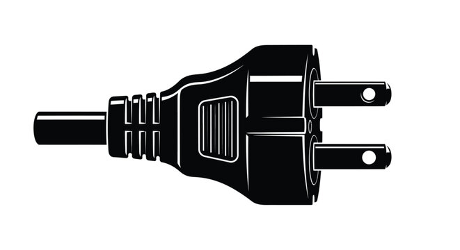 A black and white illustration of a standard north american power plug