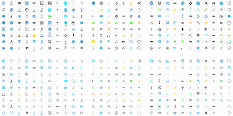 A dense arrangement of various colorful symbols and characters fills the frame