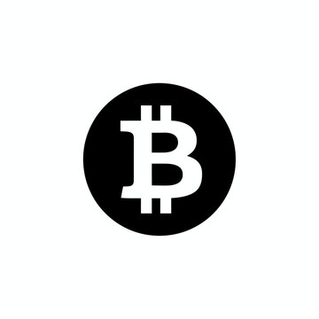 Black and white icon representing the bitcoin cryptocurrency symbol