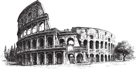 Colosseum, Italy illustration on a white background. This vector illustration can be used in any size you like for advertising, logos, and other work.