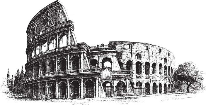 Colosseum, Italy illustration on a white background. This vector illustration can be used in any size you like for advertising, logos, and other work.