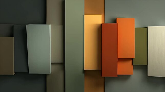 Abstract 3D Geometric Blocks in Earth Tone Color Palette
