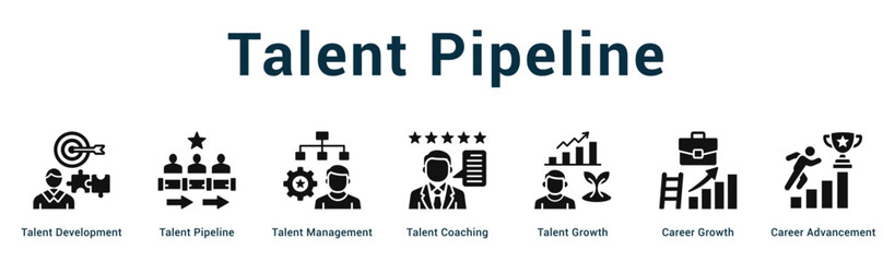 Talent Pipeline  Modern and clean web banner illustration vector featuring thematic icons