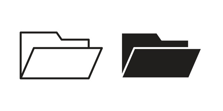 File Folder icon design silhouette and line art style on white background