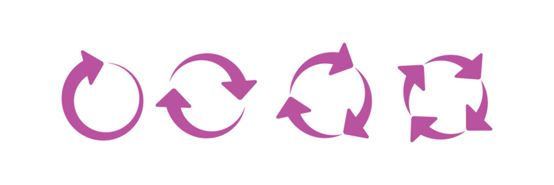 Set of red circle arrow icon. Rotate arrow and spinning loading symbol. Circular rotation loading elements, redo process. Vector set of circle arrows isolated on white