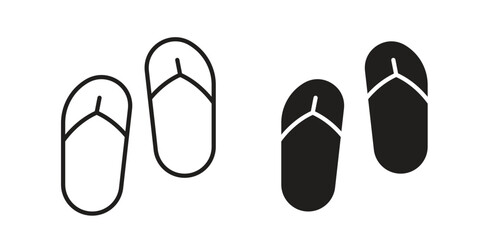 Flip flops icon illustrations. Pack of vector icons for ui ux