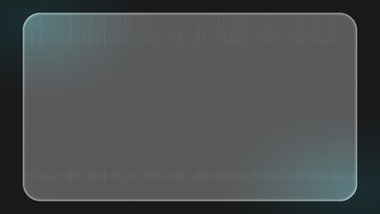 Fototapeta premium Modern frosted glass panel with rounded corners and subtle metallic texture, isolated on dark gradient background. Clean UI vector element for tech interfaces and app design