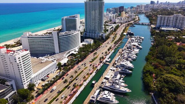 Miami Beach boat show by the Fontainebleau hotel Collins Ave