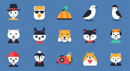 Collection of Cartoon Dog Emoticons.