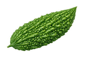 Bitter melon or bitter gourd, momordica charantia, fresh green tropical vegetable, healthy food on transparent background