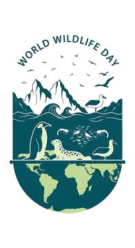 World wildlife day logo with global conservation theme