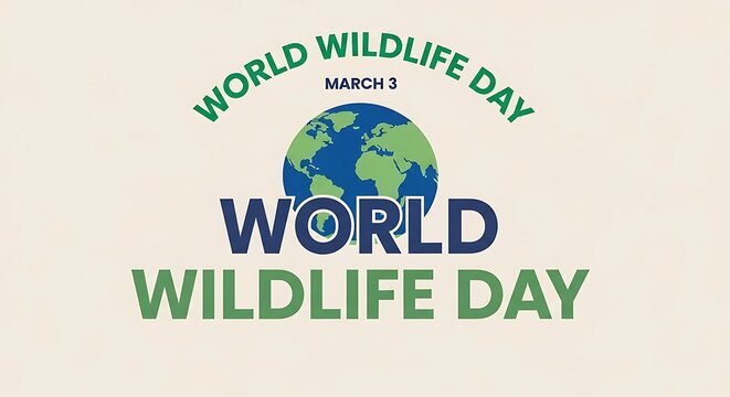 World wildlife day logo with earth globe and text