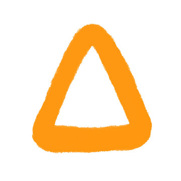 Triangulo dibujo a mano textura pincel  sin fondo, transparente, amarillo, naranja, png.	