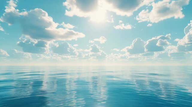 Video A serene lake scene with fluffy white clouds drifting across the sky, great for use as a background or mood setter