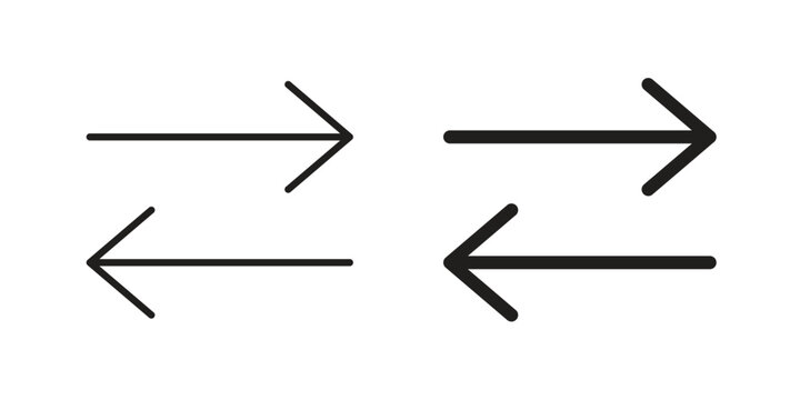 Left right direction icon illustrations. Pack of vector icons for ui ux
