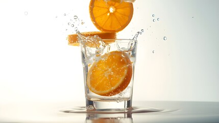 orange juice splash in glass