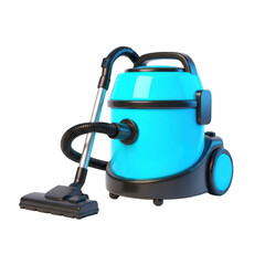 3d rendered blue and white vacuum cleaner in a white background