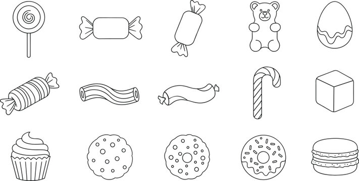 Hand drawn food and party icons set isolated on white background vector illustration