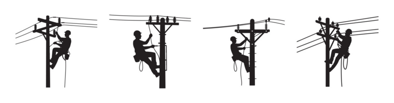 Electrician Pole silhouette vector illustration eps 10