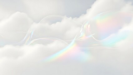 Beautiful rainbow colored clouds with holographic effect in the sky