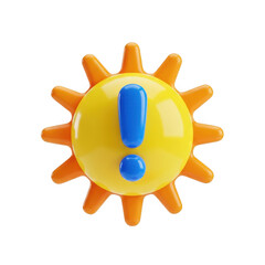 3d rendered vibrant sun icon with blue smiley face in the center
