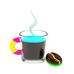 3d rendered colorful drink in a glass with colorful candy on the side