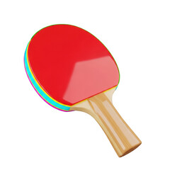 3d rendered image of a table tennis paddle with vibrant colors and a wooden handle