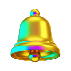 3d rendered golden bell with colorful decorations and intricate details