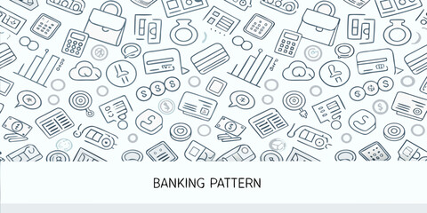 Fototapeta premium Seamless pattern of financial icons banking investments and monetary symbols