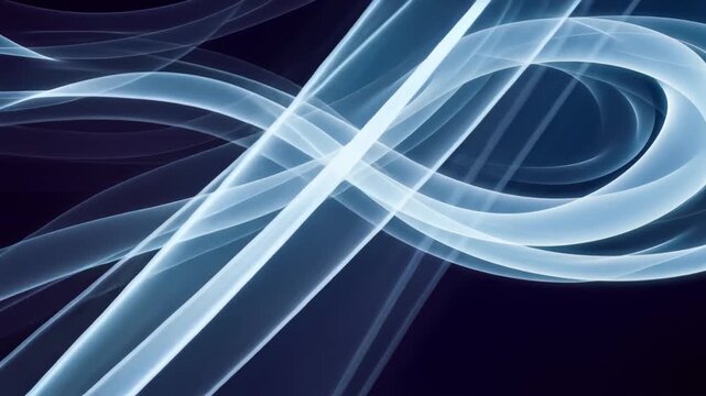 Abstract blue flowing light lines with elegant wave motion on dark background for futuristic technology presentations and cinematic video backgrounds for corporate branding