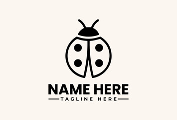 A logo design featuring a stylized ladybug icon with a customizable name and tagline on a clean white background. © vectorvovdesign