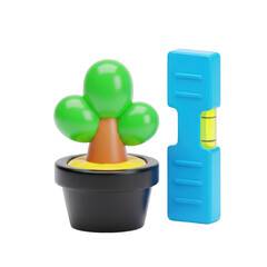 3d rendered vibrant cactus plant and blue cylindrical object on white background