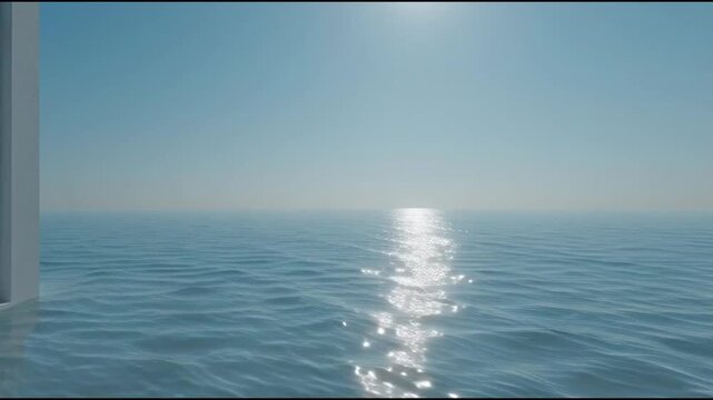 Surreal Mirror Water Reflection with Floating Concept in Calm Minimal Landscape