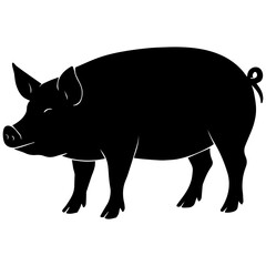 Fototapeta premium Black and White Pig Silhouette Logo - Farm Animal Graphic Icon