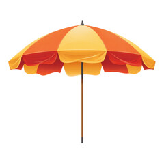 Obraz premium Vibrant Orange and Yellow Beach Umbrella Against Transparent or White Background