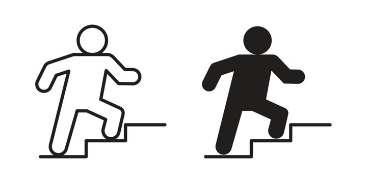 Stairs climbing icon illustrations. Pack of vector icons for ui ux