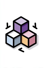 Obraz premium Three pastel cubes arranged in a triangular stack forming a playful isometric design