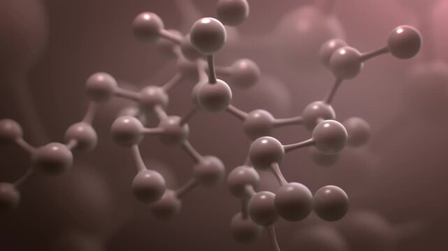 3D macro animation of a camera flying through interconnected molecules