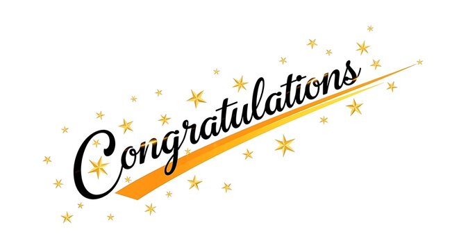 Stunning congratulations message with golden stars and streak
