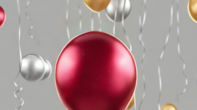 Colorful Metallic Balloons Floating Upwards.