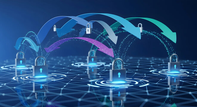 Secure data transfer with encrypted network connection concept