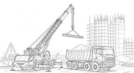 Crane lifting heavy construction materials. © Ale