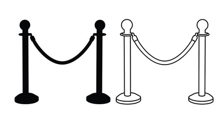 Black and white stanchions with rope a striking silhouette © Sogir