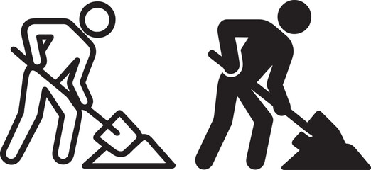 Construction icons silhouette bold outline isolated sign symbol.